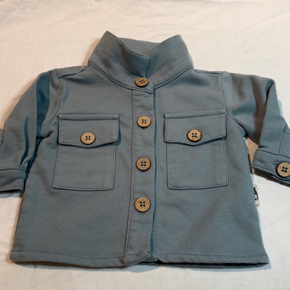 Rabbit + Bear - long sleeve Organic cotton Stylish Blue Button-Up Jacket/sweater - Picture 1 of 3